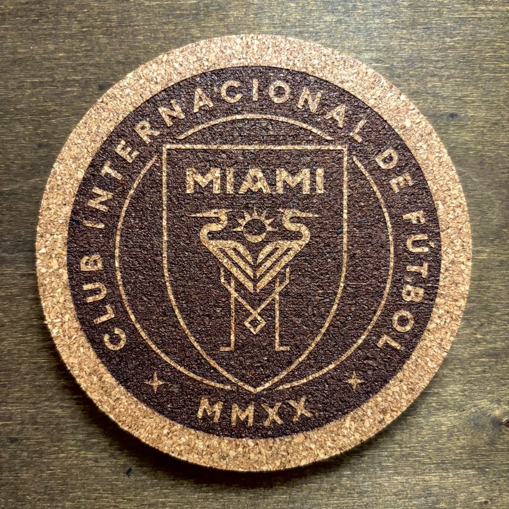 Inter Miami CF Logo Laser Engraved Cork Coaster